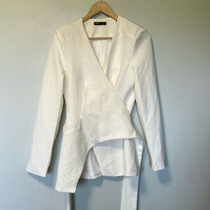 SHEIN Cream Wrap Blazer Pants Suit Set